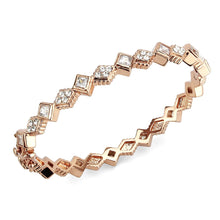 Load image into Gallery viewer, LO4342 Rose Gold Brass Bangle with AAA Grade CZ in Clear
