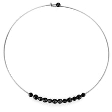 Load image into Gallery viewer, LO4725 - Ruthenium White Metal Necklace with Synthetic Synthetic Glass in Jet