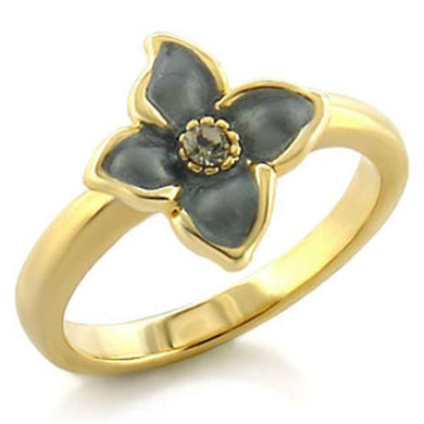 LO518 - Gold White Metal Ring with Top Grade Crystal  in Black Diamond