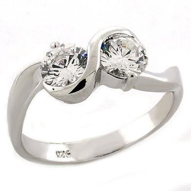 LOAS1210 - Rhodium 925 Sterling Silver Ring with AAA Grade CZ  in Clear