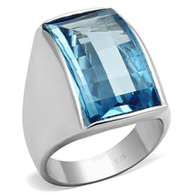 Load image into Gallery viewer, LOS691 - Silver 925 Sterling Silver Ring with Synthetic Spinel in Sea Blue