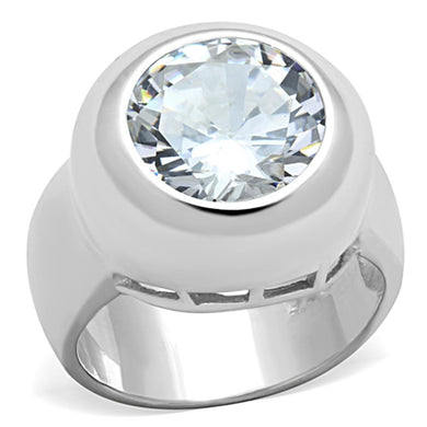 LOS738 - Silver 925 Sterling Silver Ring with AAA Grade CZ  in Clear