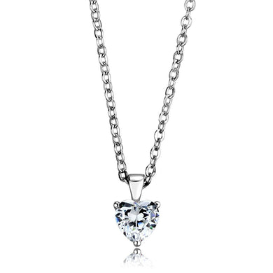 LOS887 - Rhodium 925 Sterling Silver Chain Pendant with AAA Grade CZ  in Clear