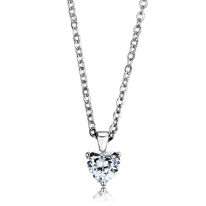 LOS887 - Rhodium 925 Sterling Silver Chain Pendant with AAA Grade CZ  in Clear