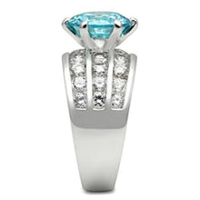 Load image into Gallery viewer, SS010 - Silver 925 Sterling Silver Ring with AAA Grade CZ  in Sea Blue