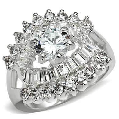 SS017 - Silver 925 Sterling Silver Ring with AAA Grade CZ  in Clear
