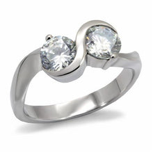 Load image into Gallery viewer, TK072 - High polished (no plating) Stainless Steel Ring with AAA Grade CZ  in Clear