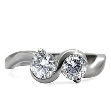 Load image into Gallery viewer, TK072 - High polished (no plating) Stainless Steel Ring with AAA Grade CZ  in Clear