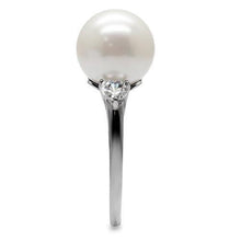 Load image into Gallery viewer, TK090 - High polished (no plating) Stainless Steel Ring with Synthetic Pearl in Aurora Borealis (Rainbow Effect)