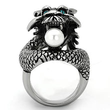 Load image into Gallery viewer, TK1014 - High polished (no plating) Stainless Steel Ring with Synthetic Pearl in White