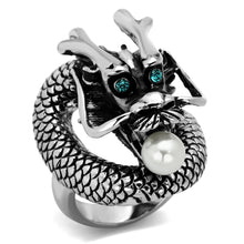 Load image into Gallery viewer, TK1014 - High polished (no plating) Stainless Steel Ring with Synthetic Pearl in White