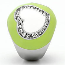 Load image into Gallery viewer, TK1021 - High polished (no plating) Stainless Steel Ring with Top Grade Crystal  in Clear