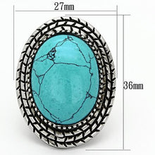 Load image into Gallery viewer, TK1022 - High polished (no plating) Stainless Steel Ring with Semi-Precious Turquoise in Sea Blue