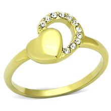 Load image into Gallery viewer, TK1024 - IP Gold(Ion Plating) Stainless Steel Ring with Top Grade Crystal  in Clear