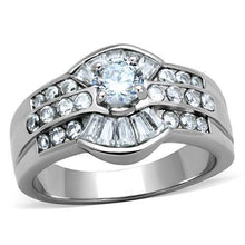 Load image into Gallery viewer, TK10528 - High polished (no plating) Stainless Steel Ring with AAA Grade CZ  in Clear