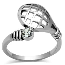 Load image into Gallery viewer, TK1083 - High polished (no plating) Stainless Steel Ring with Top Grade Crystal  in Clear