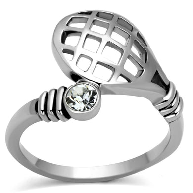 TK1083 - High polished (no plating) Stainless Steel Ring with Top Grade Crystal  in Clear