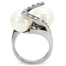 Load image into Gallery viewer, TK113 - High polished (no plating) Stainless Steel Ring with Synthetic Pearl in White