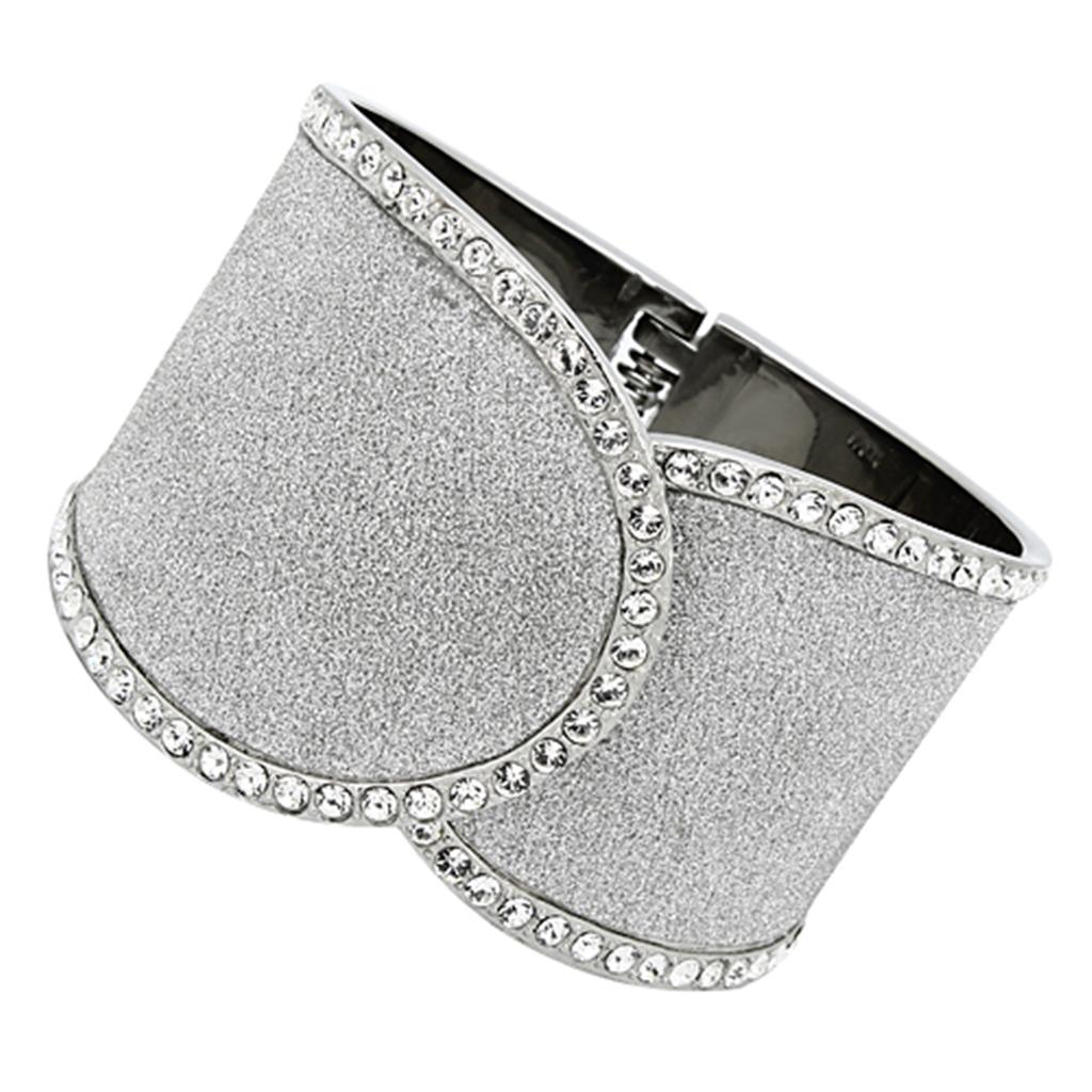 TK1152 - High polished (no plating) Stainless Steel Bangle with Top Grade Crystal  in Clear