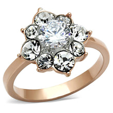 Load image into Gallery viewer, TK1168 - Two-Tone IP Rose Gold Stainless Steel Ring with AAA Grade CZ  in Clear