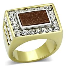 Load image into Gallery viewer, TK1194 - Two-Tone IP Gold (Ion Plating) Stainless Steel Ring with Synthetic Twinkling in Topaz