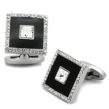 Load image into Gallery viewer, TK1242 - High polished (no plating) Stainless Steel Cufflink with Top Grade Crystal  in Clear