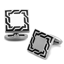 Load image into Gallery viewer, TK1248 - High polished (no plating) Stainless Steel Cufflink with Epoxy  in Jet