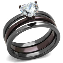 Load image into Gallery viewer, TK1274DC - IP Light Black (IP Gun) & IP Dark Brown (IP coffee) Stainless Steel Ring with AAA Grade CZ  in Clear