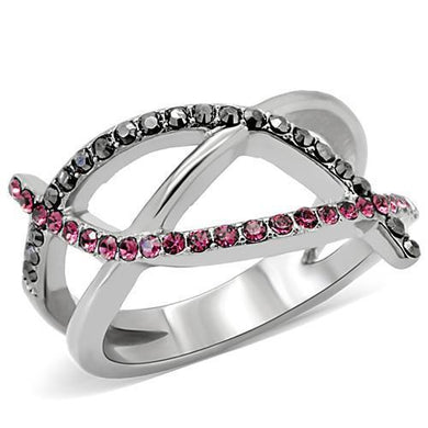 TK156 - High polished (no plating) Stainless Steel Ring with Top Grade Crystal  in Multi Color