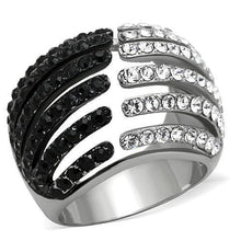 Load image into Gallery viewer, TK1686 - Two-Tone IP Black Stainless Steel Ring with Top Grade Crystal  in Jet