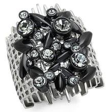 Load image into Gallery viewer, TK1687 - Two-Tone IP Black Stainless Steel Ring with Top Grade Crystal  in Black Diamond