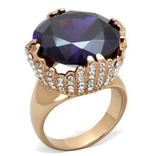 Load image into Gallery viewer, TK1786 - IP Rose Gold(Ion Plating) Stainless Steel Ring with AAA Grade CZ  in Amethyst