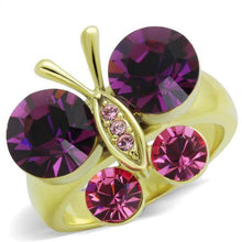 Load image into Gallery viewer, TK1889 - IP Gold(Ion Plating) Stainless Steel Ring with Top Grade Crystal  in Amethyst
