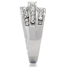 Load image into Gallery viewer, TK188 - High polished (no plating) Stainless Steel Ring with Top Grade Crystal  in Clear