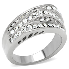 Load image into Gallery viewer, TK188 - High polished (no plating) Stainless Steel Ring with Top Grade Crystal  in Clear