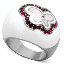 Load image into Gallery viewer, TK1927 - High polished (no plating) Stainless Steel Ring with Top Grade Crystal  in Ruby