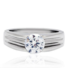 Load image into Gallery viewer, TK193 - High polished (no plating) Stainless Steel Ring with AAA Grade CZ  in Clear