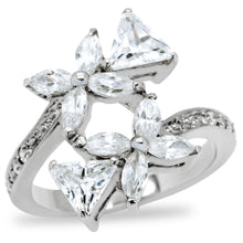 Load image into Gallery viewer, TK196 - High polished (no plating) Stainless Steel Ring with AAA Grade CZ  in Clear
