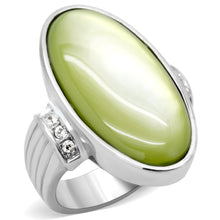 Load image into Gallery viewer, TK211 - High polished (no plating) Stainless Steel Ring with Precious Stone Conch in Apple Green color