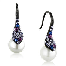 Load image into Gallery viewer, TK2145 - IP Black(Ion Plating) Stainless Steel Earrings with Synthetic Pearl in White