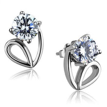 Load image into Gallery viewer, TK2147 - High polished (no plating) Stainless Steel Earrings with AAA Grade CZ  in Clear