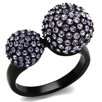 TK2285 - IP Black(Ion Plating) Stainless Steel Ring with Top Grade Crystal  in Multi Color