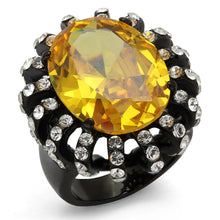 Load image into Gallery viewer, TK2346 - IP Black(Ion Plating) Stainless Steel Ring with AAA Grade CZ  in Topaz