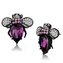 Load image into Gallery viewer, TK2385 - Two-Tone IP Black (Ion Plating) Stainless Steel Earrings with Top Grade Crystal  in Amethyst
