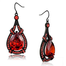 Load image into Gallery viewer, TK2531 - IP Black(Ion Plating) Stainless Steel Earrings with AAA Grade CZ  in Orange