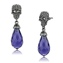 Load image into Gallery viewer, TK2574 - IP Light Black  (IP Gun) Stainless Steel Earrings with Synthetic Synthetic Glass in Tanzanite