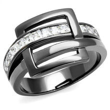 Load image into Gallery viewer, TK2690 - IP Light Black  (IP Gun) Stainless Steel Ring with AAA Grade CZ  in Clear