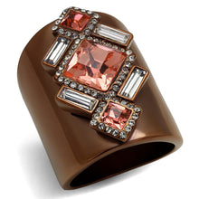 Load image into Gallery viewer, TK2735 - IP Coffee light Stainless Steel Ring with Top Grade Crystal  in Rose