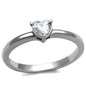 TK2904 - High polished (no plating) Stainless Steel Ring with AAA Grade CZ  in Clear