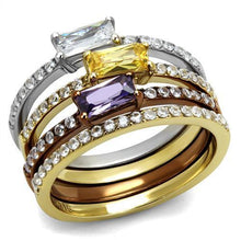 Load image into Gallery viewer, TK2960 - Three Tone (IP Gold & IP Light coffee & High Polished) Stainless Steel Ring with AAA Grade CZ  in Multi Color